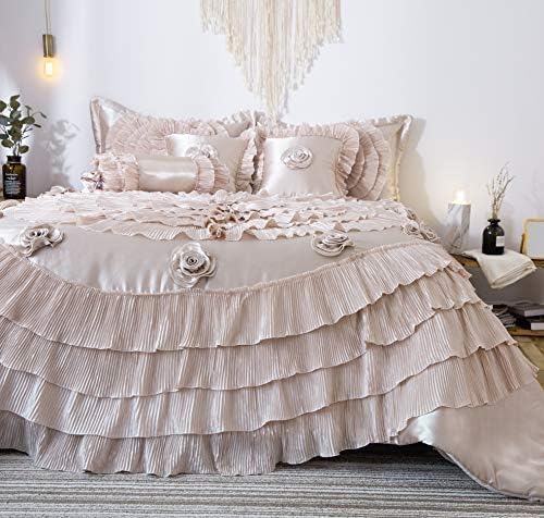 Tache Satin Ruffle Floral Comforter Set California King