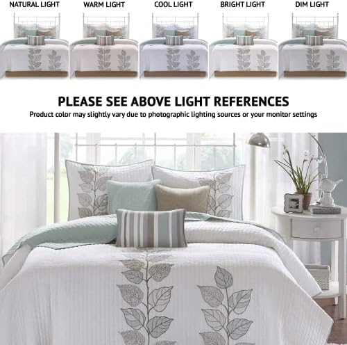 Madison Park Caelie Quilt Leaf Blue 6 Piece Set