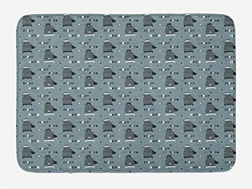 Ambesonne Cartoon Bath Mat - Super Hero Funny Bear Design