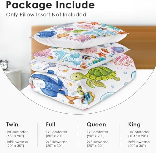 Nesphy Sea Turtle Animal Fish Comforter Set 2 Piece