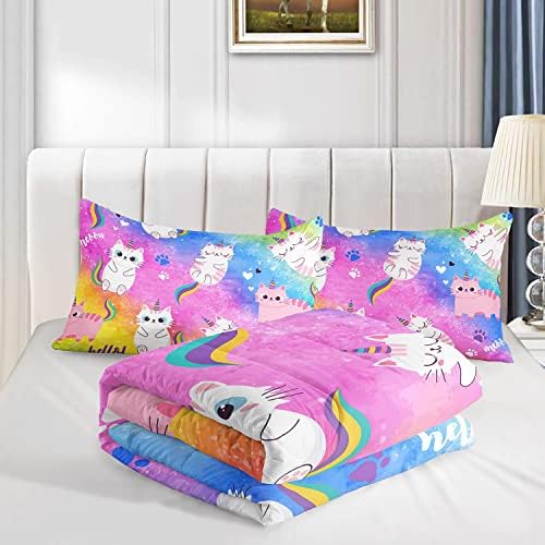 Axolotl Cat Bedding Set 3Pcs Comforter Pillow Cases