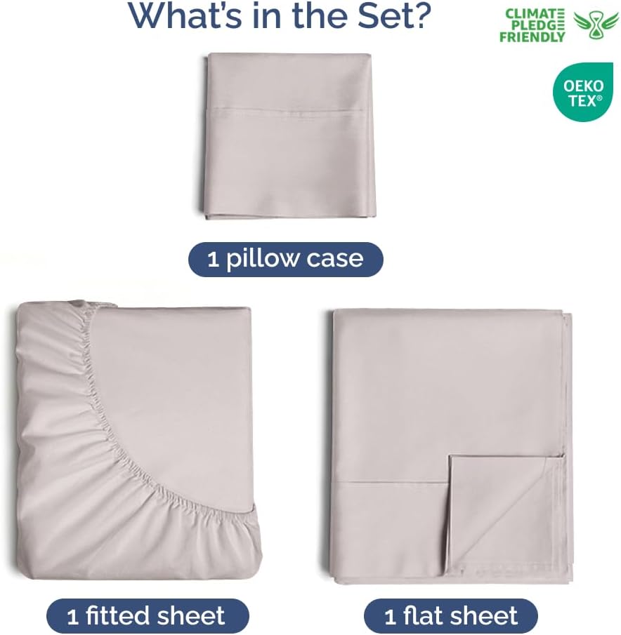 CGK Unlimited 400 Thread Count Cotton Twin XL Sheet Set - Light Grey