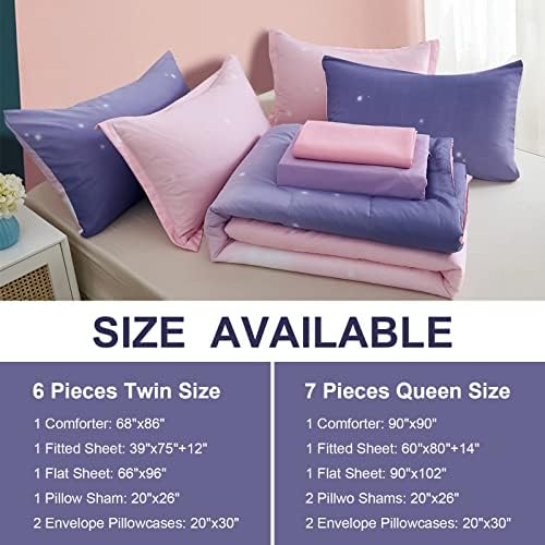Dinjoy Rainbow Comforter Set Twin XL 6 Pieces