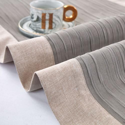 Cotton Linen Bed Runner Queen King Size Grey 210x50cm