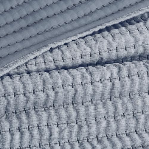 WDCOZY Chambray Pick Stitch Twin Quilt Set 1