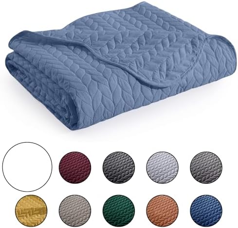 MOONLIGHT20015 Twin Quilt Set - Reversible Embossed Microfiber Coverlet 2 Pcs