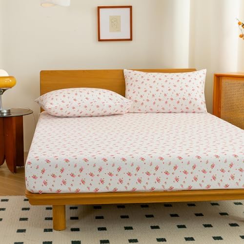 JiaPoem 4-Piece Floral Sheet Set - Cool Ultra Soft Queen Sheets