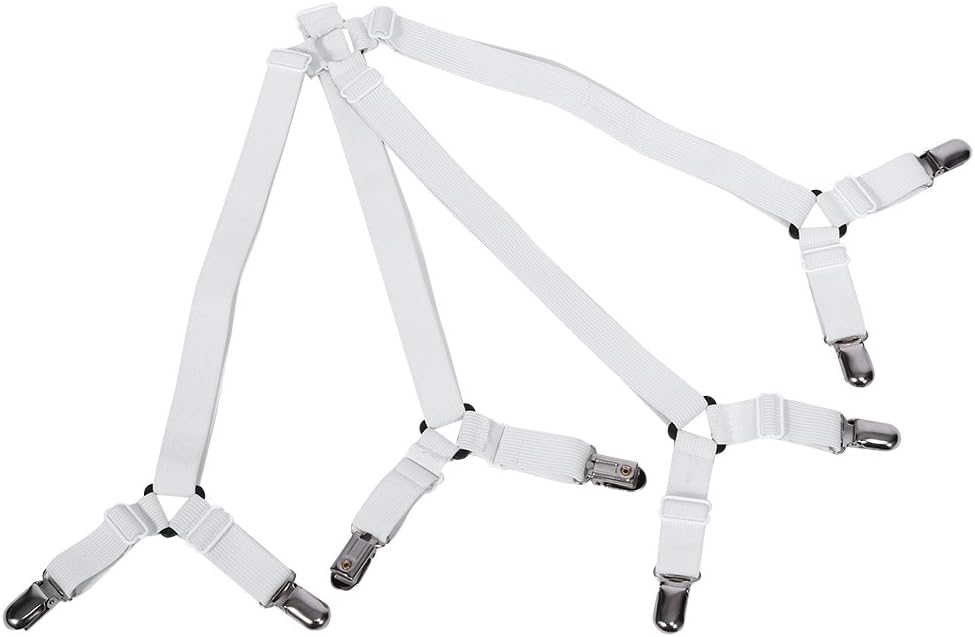 HEEPDD Bed Sheet Suspenders with Duckbill Clips and Metal Plating