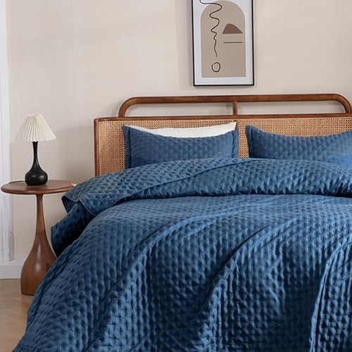 DOWNCOOL Blue King Quilt Set 3-Piece All Season