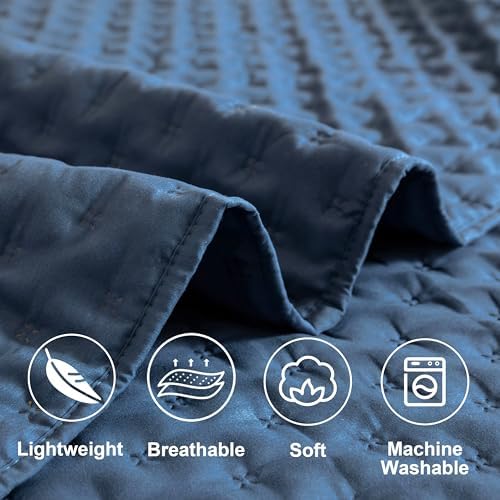 DOWNCOOL Blue King Quilt Set 3-Piece All Season