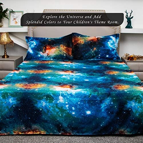 Bedlifes Galaxy Outer Space Sheet Set Blue Queen 3 pcs