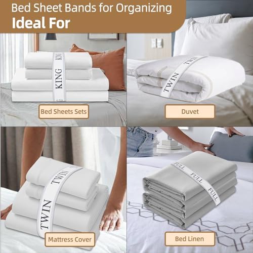 Damukoo Bed Sheet Organizer Bands - 4PCS Queen Pack