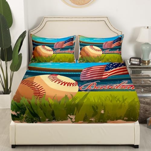 Erosebridal Baseball Fitted Sheet Twin Vintage Style