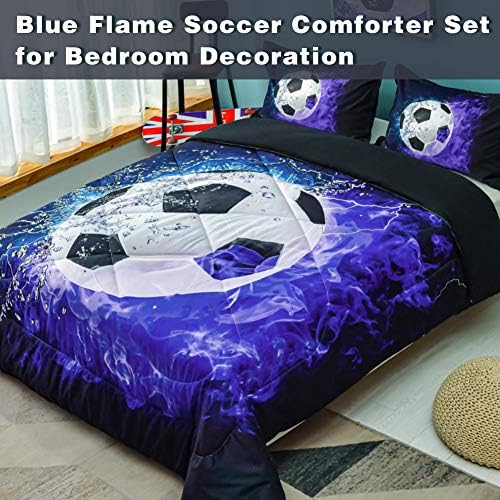 Andency 3D Soccer Comforter Set Full 79x90 Inch 3Pcs