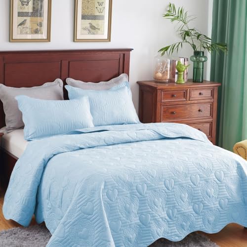 Auemtyn King Size Quilt Set with Heart Pattern
