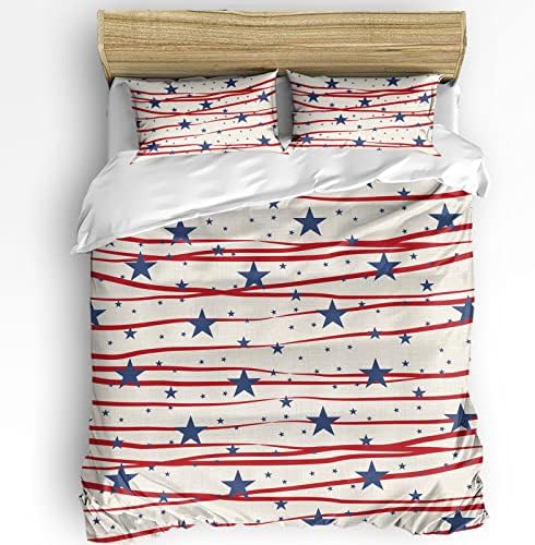 OComster 4th of July Cal King Duvet Cover Set