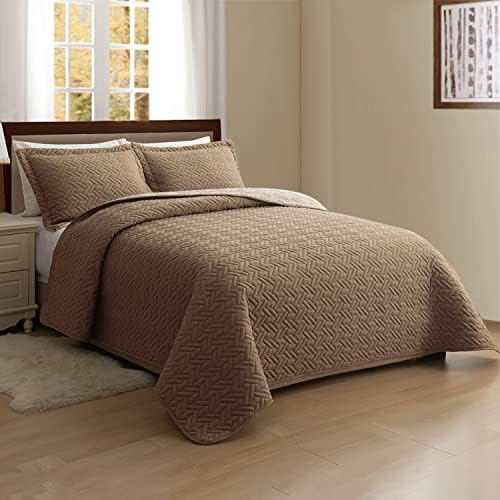 Elegant Comfort Reversible Quilt Set - 3 Piece Twin XL TaupeCream