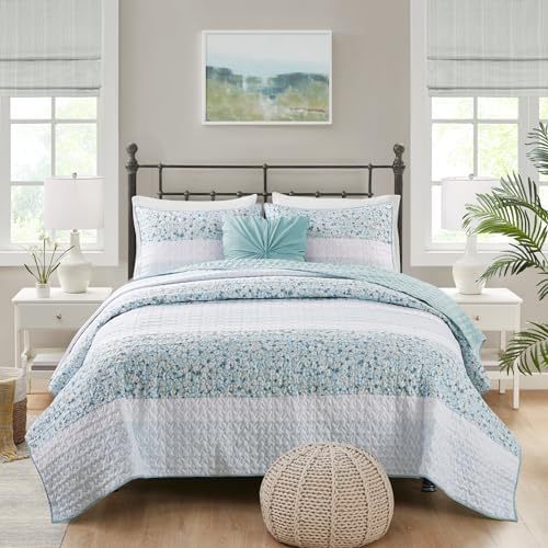 Madison Park Queen Quilt Set with Throw Pillow