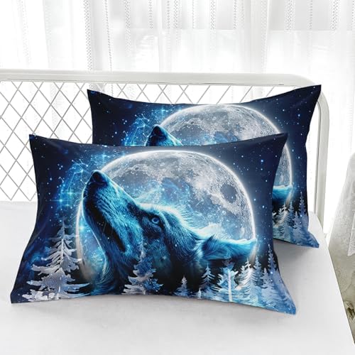 AILONEN Boys Wolf Twin XL Sheet Set 3-Piece Blue