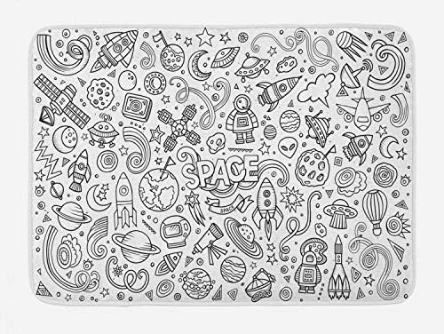 Ambesonne Cartoon Bath Mat 302 x 20 White Black
