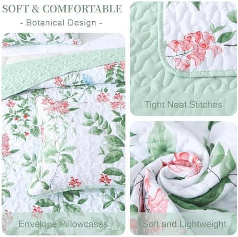 Heymybed Green Quilt Set Queen Size 3 Piece