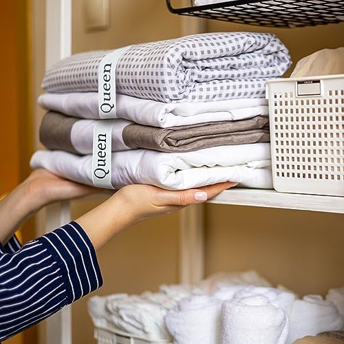 Bozenu Sheet Organizers - 4 Piece Elastic Bed Sheet Straps for Linen Closet