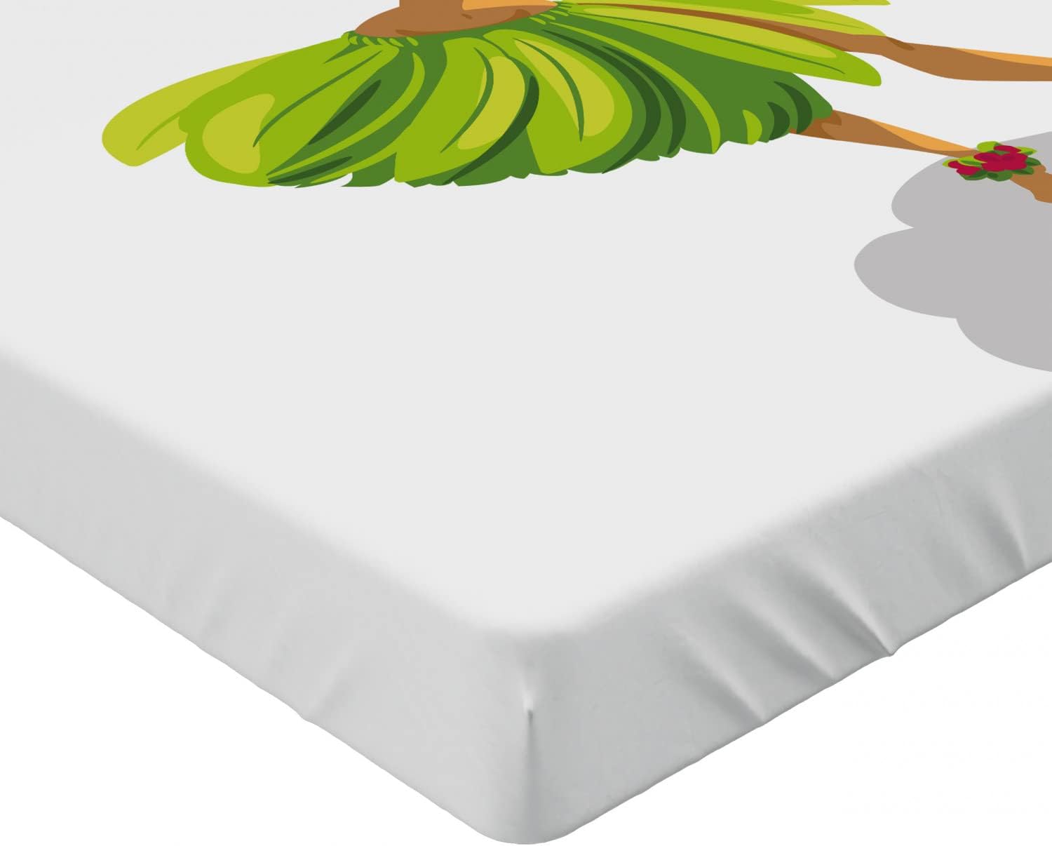 Ambesonne Luau Sheet Set Hula Dancer with Aloha Text