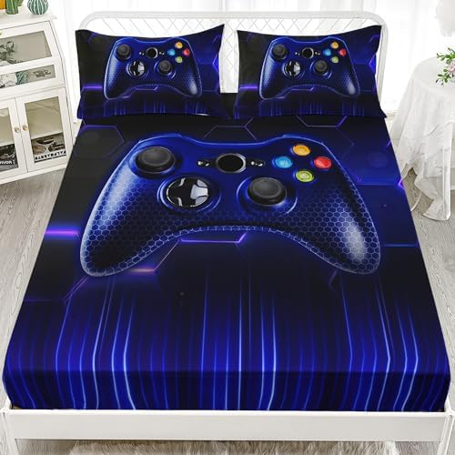 AILONEN Gamer Fitted Sheet Set Twin XL for Boys 1