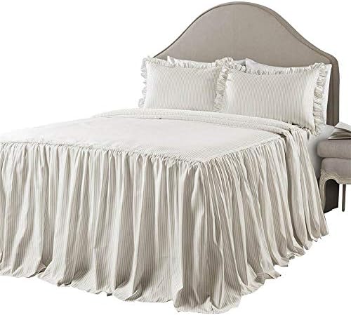Lush Decor Ticking Stripe Bedspread 3 Piece Set Queen