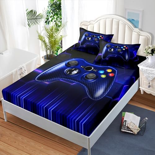 AILONEN Gamer Fitted Sheet Set Twin XL for Boys 1