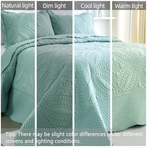 Cmfshape Oversize King Quilt Set 120x120 3 Piece Modern Coin Pattern
