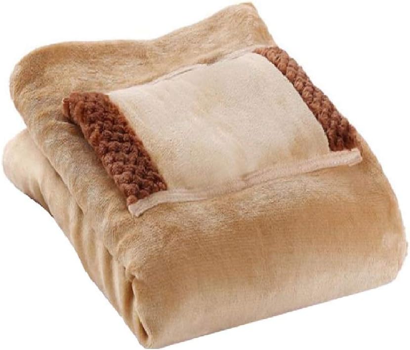 MSUIINT USB Heated Blanket with Hand Pocket 23x31 Inch Khaki