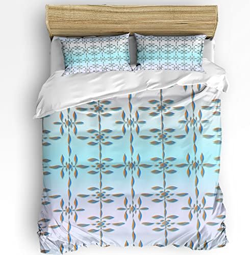 OComster California King Duvet Cover Set with Ombre Diamonds Pattern