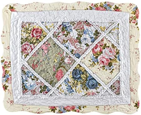 Collections Etc Diamond Patchwork Enchanted Garden Pillow Sham - 26x20