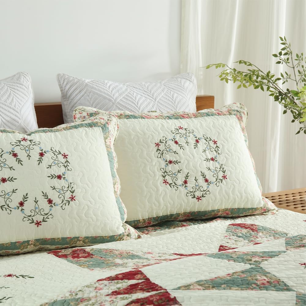 Cotton Bedspread Quilt Set 3 Pieces Reversible King Size