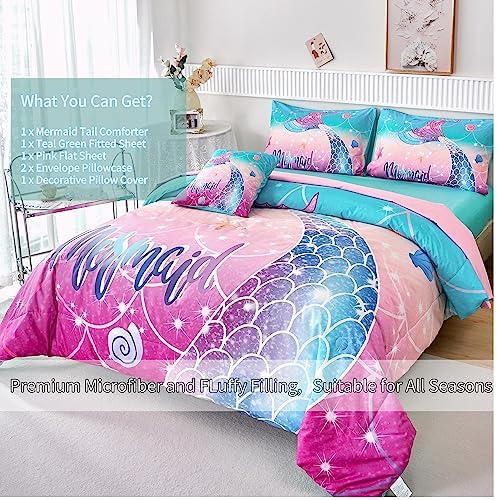 RYNGHIPY Mermaid 6Pcs Comforter Set Twin Size