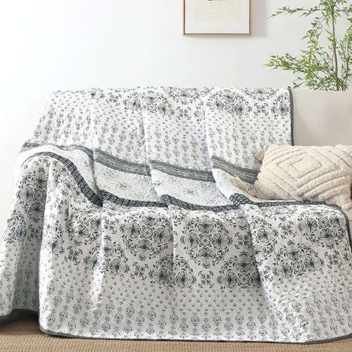 Dintszyayue Boho Quilt Set Queen Size Grey Striped