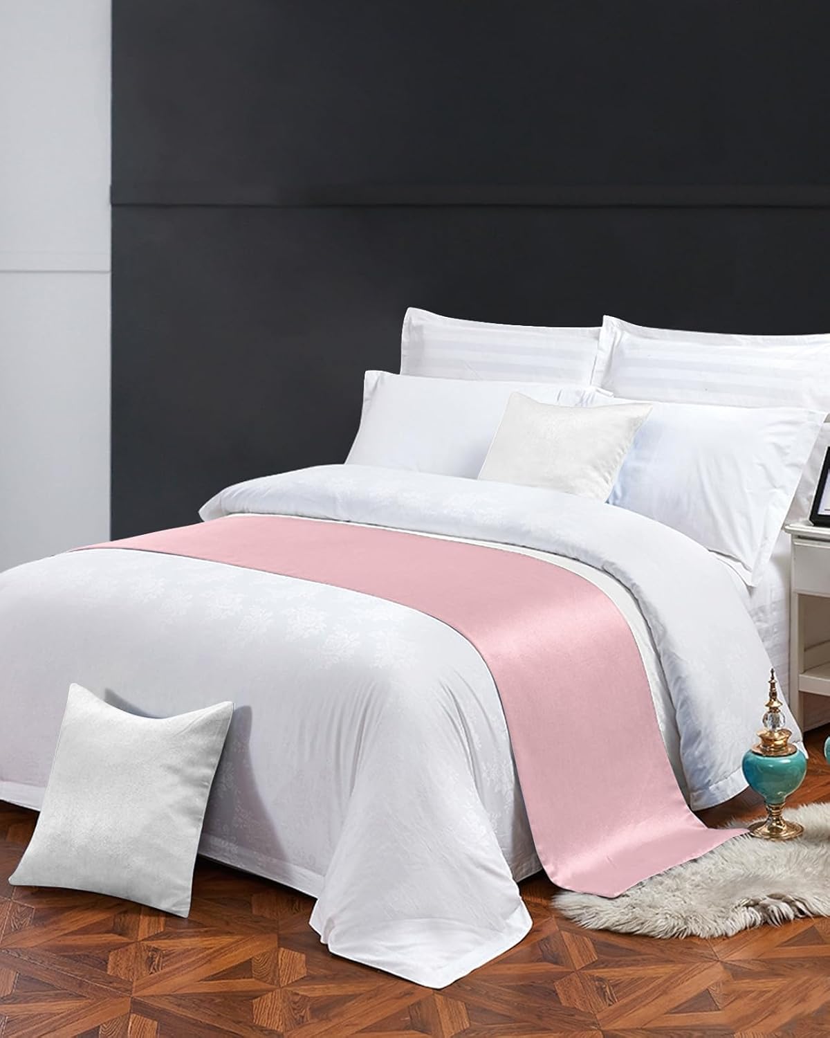 Homechoid Blush Pink Bed Runner Cal King Size 1
