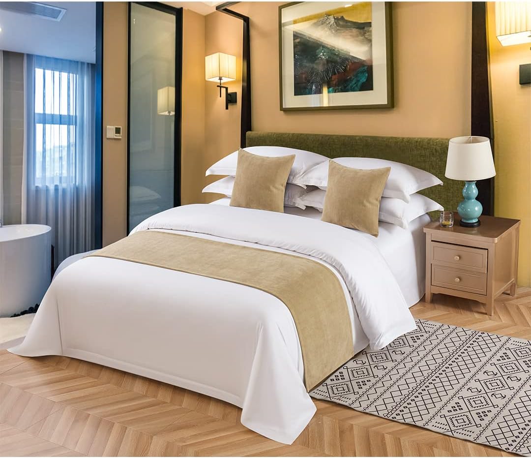 KOMAGOME Solid Bed Scarf Bed Runner 210X48cm