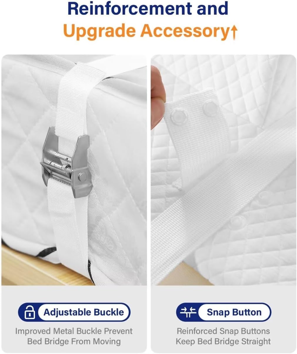 WINSOON Twin to King Bed Bridge - 12 Inch One Piece Foam Converter
