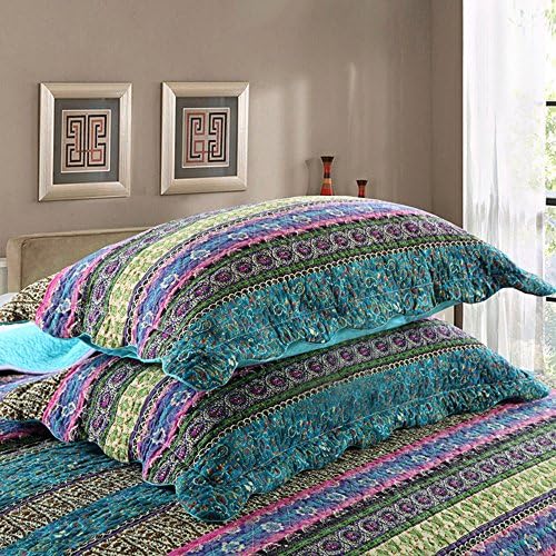 NEWLAKE Striped Jacquard Cotton Quilt Set Queen Size 1