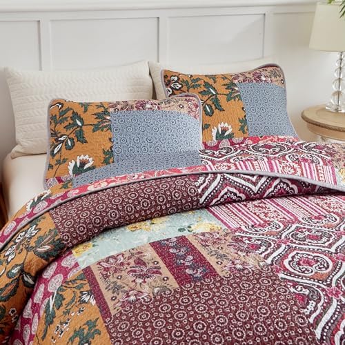 Flysheep 3-Piece Patchwork Quilt Set QueenFull Size
