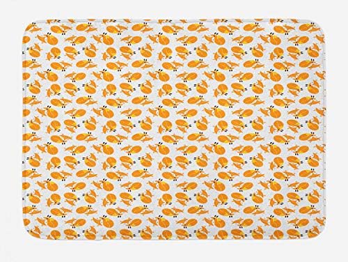 Ambesonne Cartoon Bath Mat with Non-Slip Backing and Sleeping Fox Design