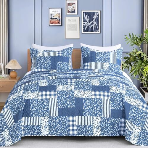 ROMROL King Size Floral Quilt Bedding Set 3 Piece