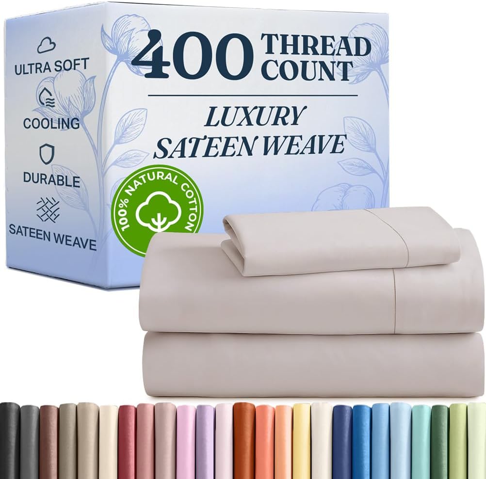 CGK Unlimited 400 Thread Count Cotton Twin XL Sheet Set - Light Grey
