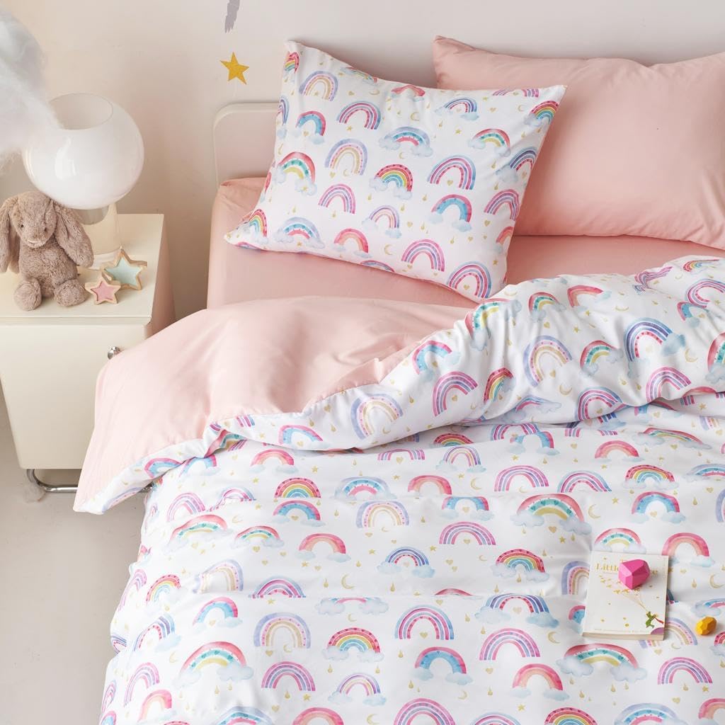 Wake In Cloud - Twin Size Rainbow Bedding Set for Girls