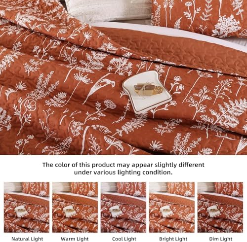 JANZAA Queen Size Floral Bed Spread with Botanical Pattern