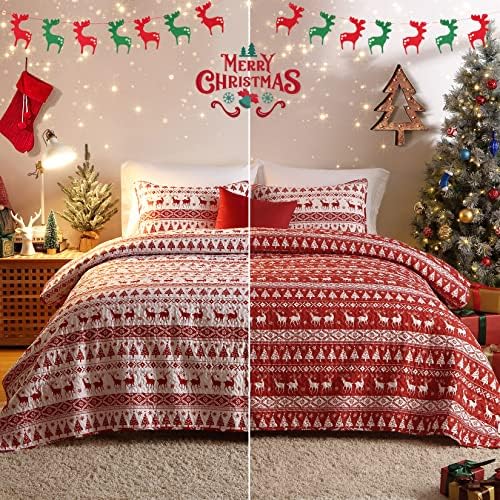 CAROMIO Christmas Quilt Set King Size
