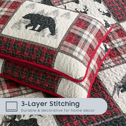 Wake In Cloud Rustic Quilt Set King Size 3 Pieces