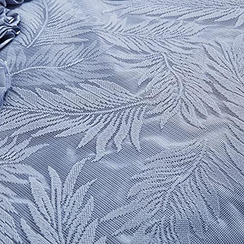 Tache Satin Floral Lace Ruffle Comforter Set King Blue